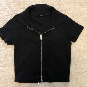 Brandy Melville Zip Up Collared T-Shirt